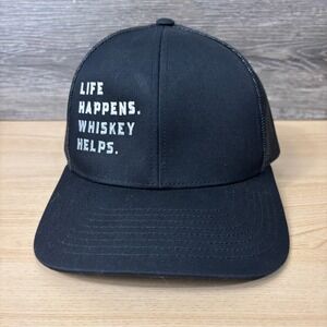 Whiskey Hat Cap Snap Back Black Life Happens Whiskey Helps Funny Drinking